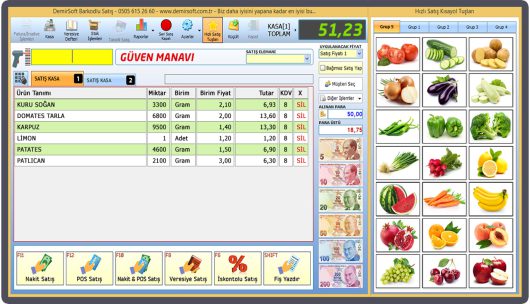 DemirSoft Market Mağaza Manav Terazi POS Sistemi Dokunmatik Ekran - Görsel 3