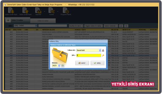 Gelen Giden Evrak Kayıt Takip ve Belge Arşiv Programı - Görsel 2